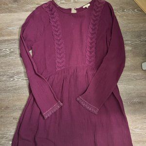 Plum colored long-sleeve shirt